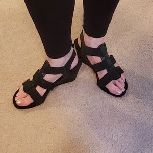 Aerosoles Black Wedge Sandals